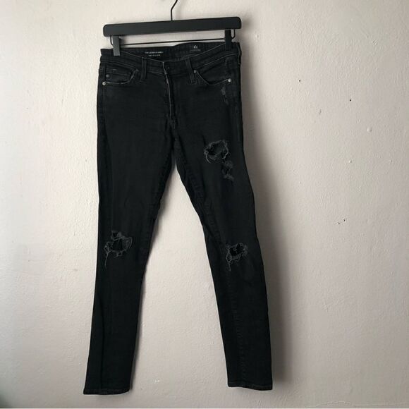 AG Adriano Goldschmeid The legging ankle super skinny black distressed jeans 26R - Picture 1 of 12